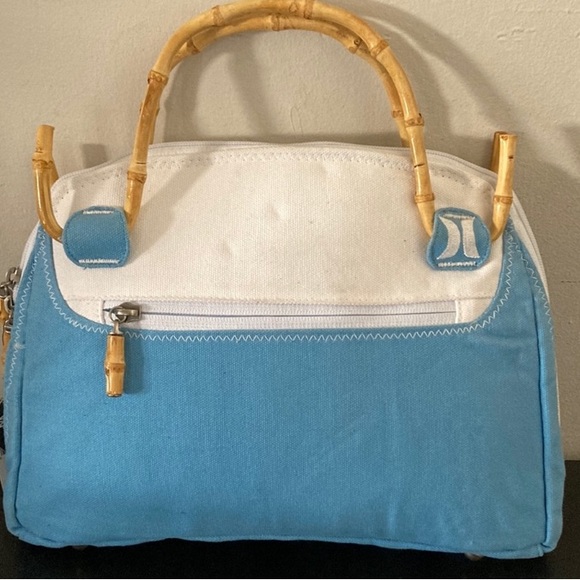 Hurley Handbags - Hurley Bamboo Handles Blue And White Purse